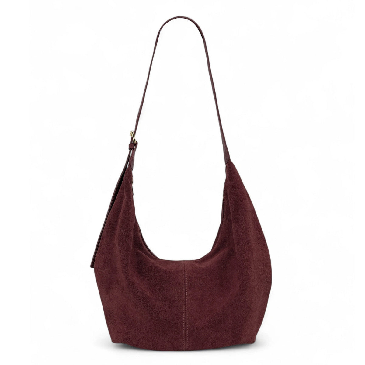 Besace demi-lune en daim HERMIONE Bordeaux