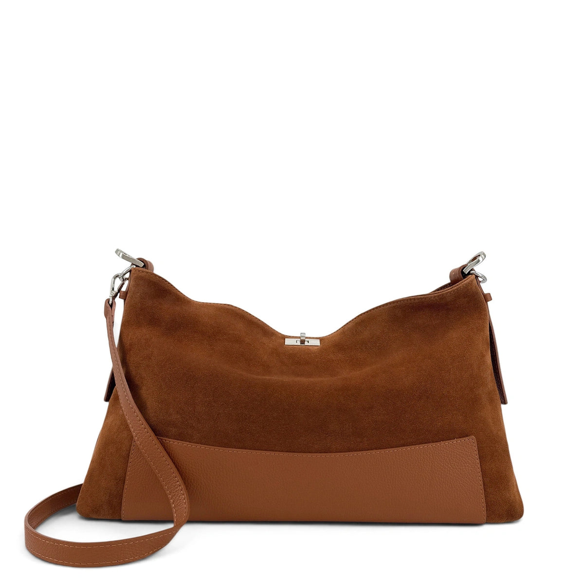 Borsa hobo in pelle martellata e pelle scamosciata HARVEY SUEDE Marrone cammello