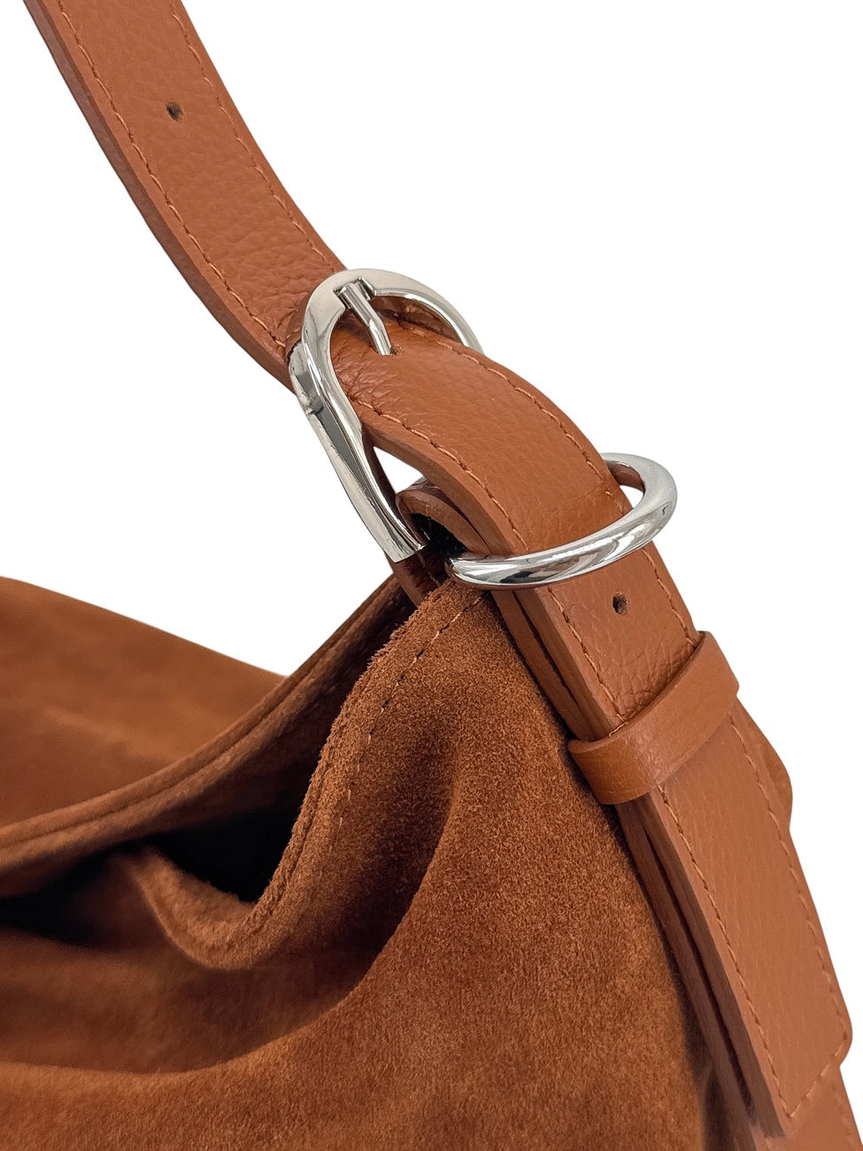 Borsa hobo in pelle martellata e pelle scamosciata HARVEY SUEDE Marrone cammello