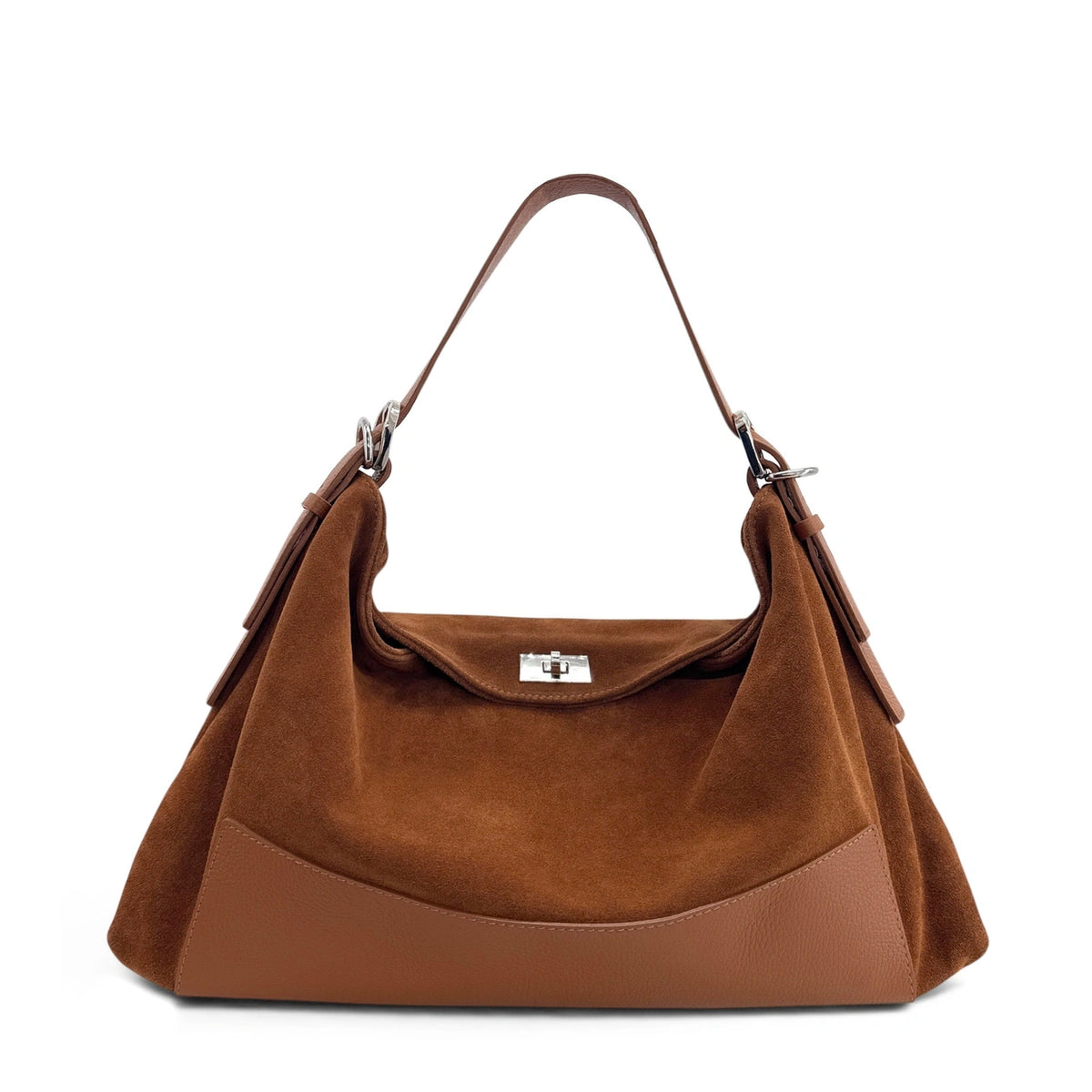 Borsa hobo in pelle martellata e pelle scamosciata HARVEY SUEDE Marrone cammello