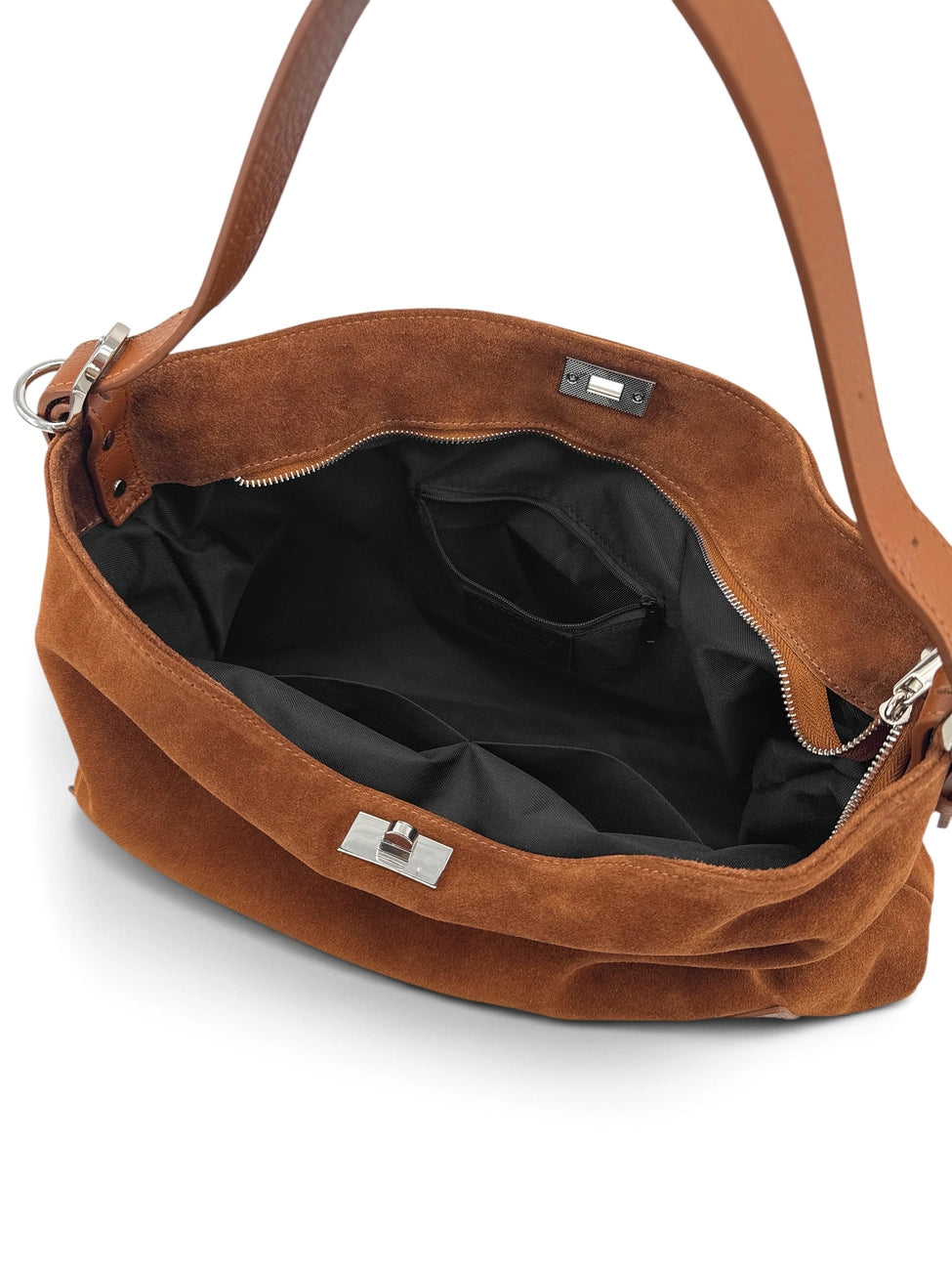 Borsa hobo in pelle martellata e pelle scamosciata HARVEY SUEDE Marrone cammello