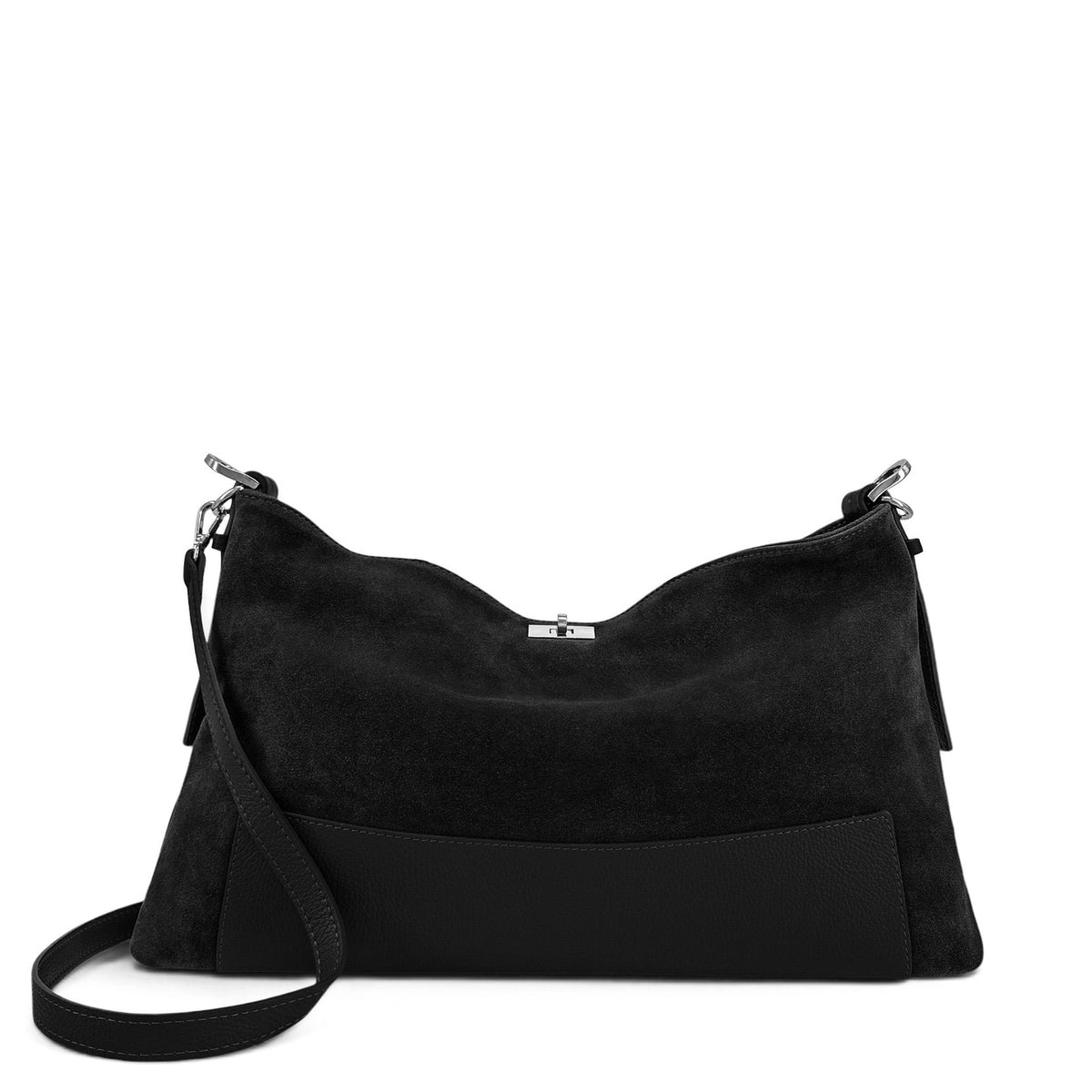 Bolso hobo de piel granulada y ante HARVEY SUEDE Negro