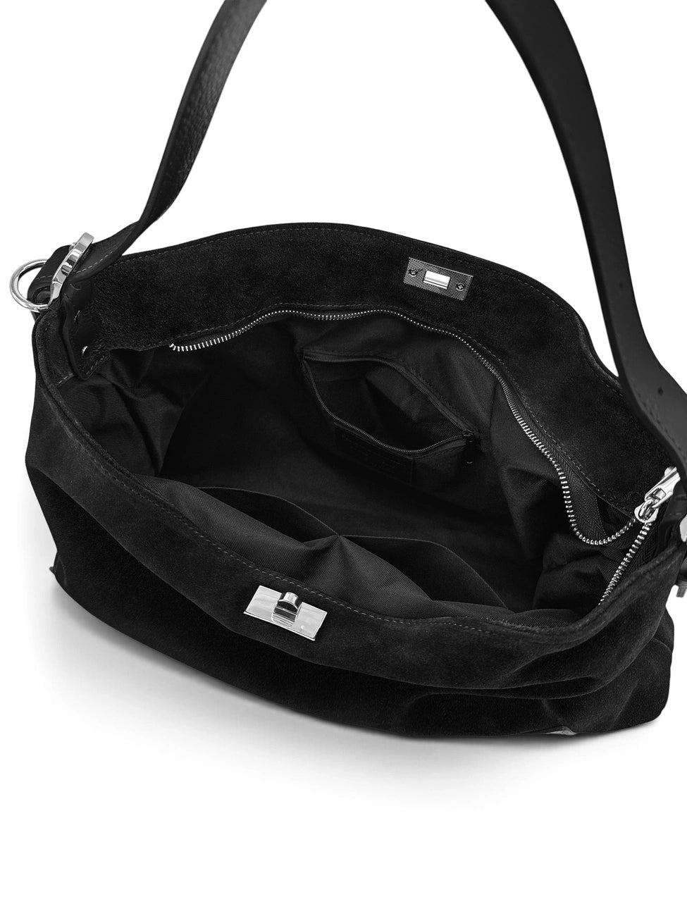 Bolso hobo de piel granulada y ante HARVEY SUEDE Negro