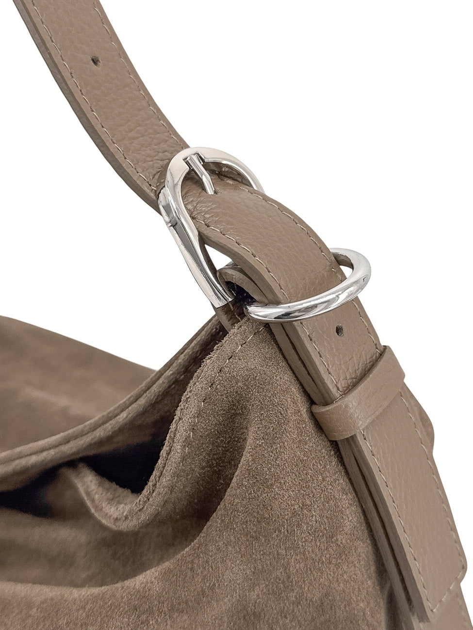 Bolso hobo de piel granulada y ante HARVEY SUEDE Topo