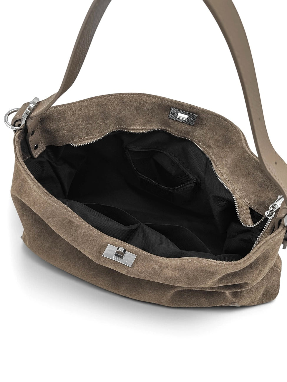 Bolso hobo de piel granulada y ante HARVEY SUEDE Topo