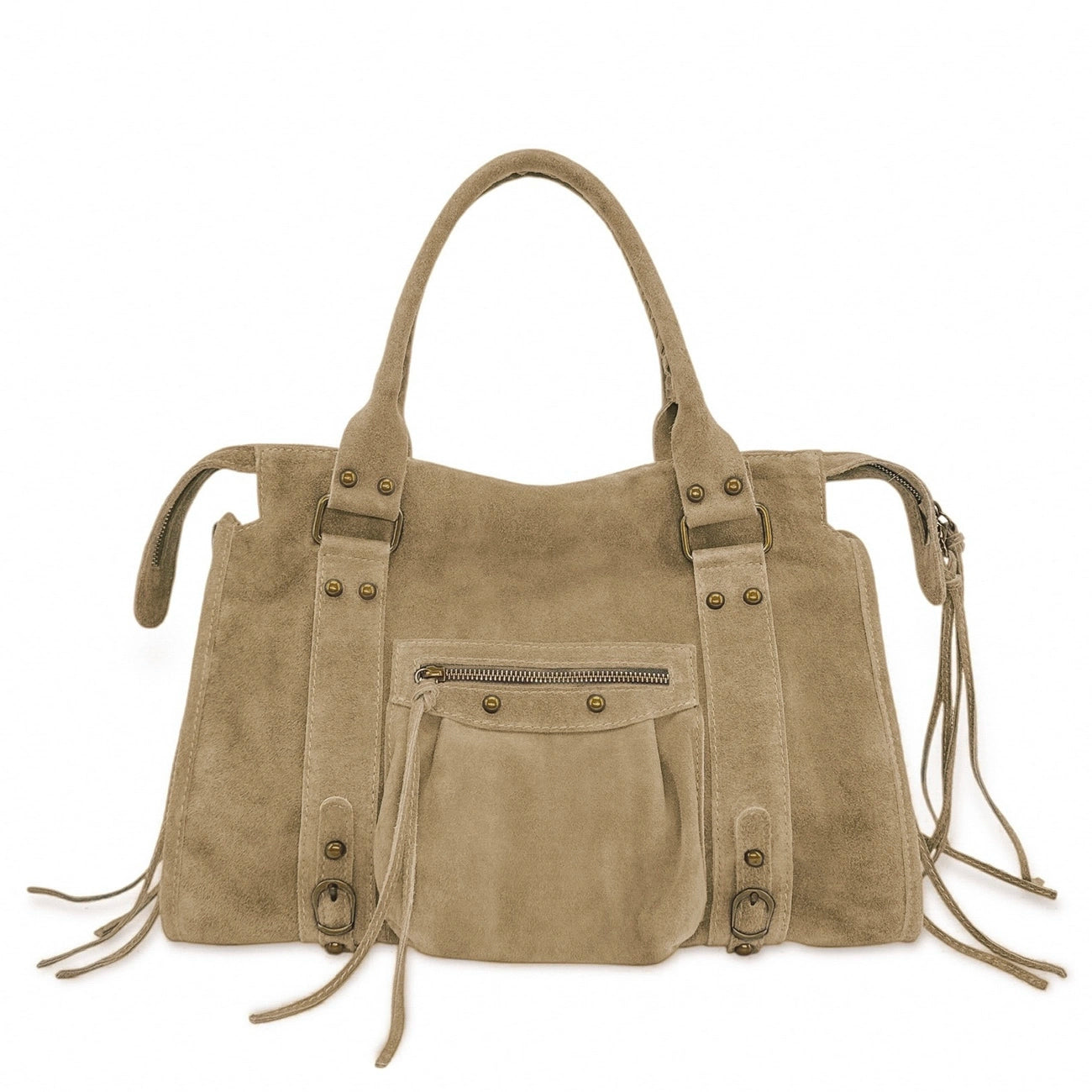 STORM SUEDE suede handbag Cream beige