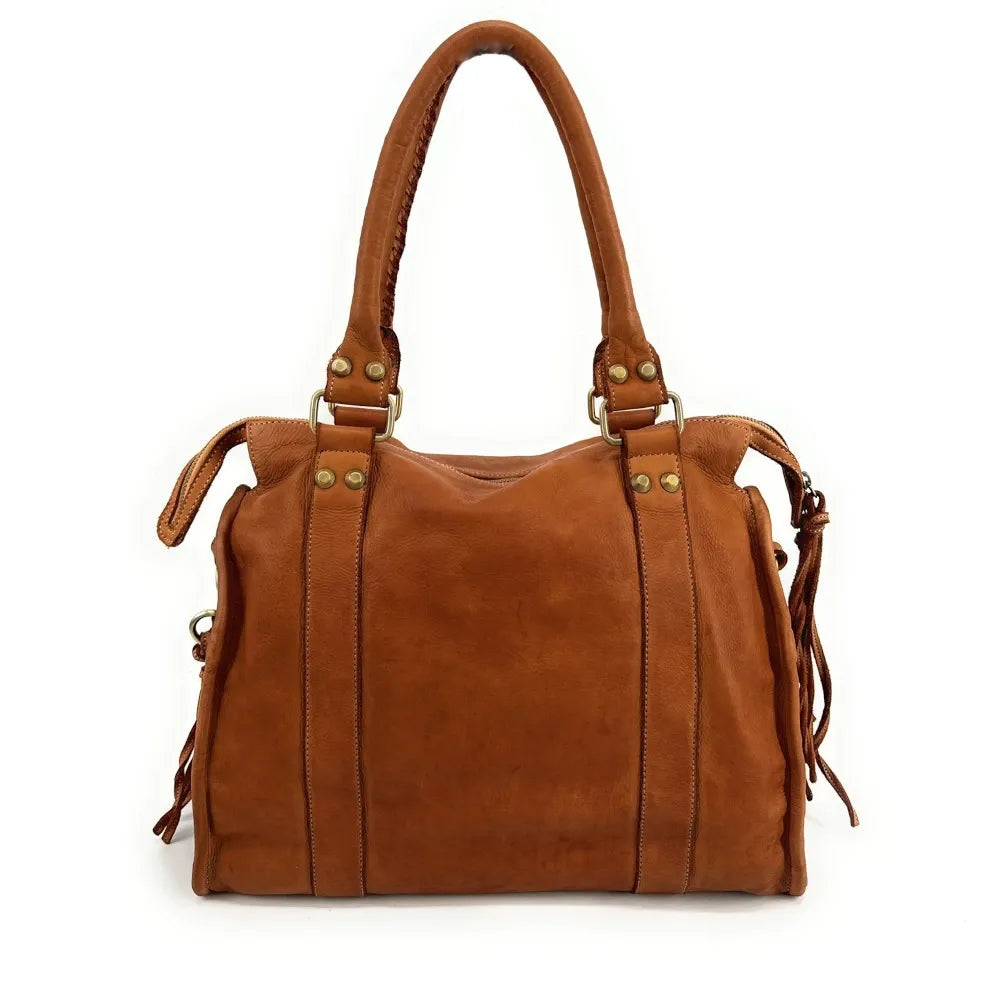 Grand sac en cuir souple tannage végétal STORM XL HURRICAN Camel Camel