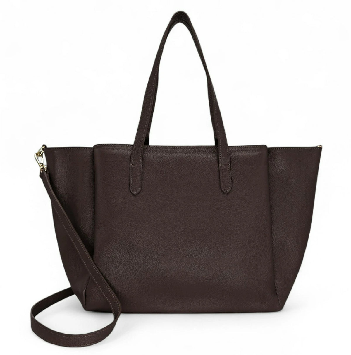 Große Tasche aus genarbtem Leder TITANIA Schokoladenbraun