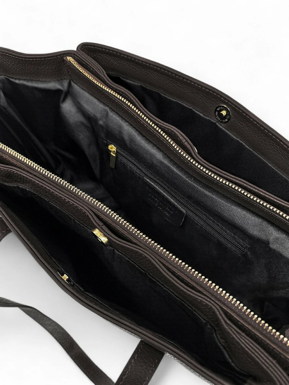 Große Tasche aus genarbtem Leder TITANIA Schokoladenbraun