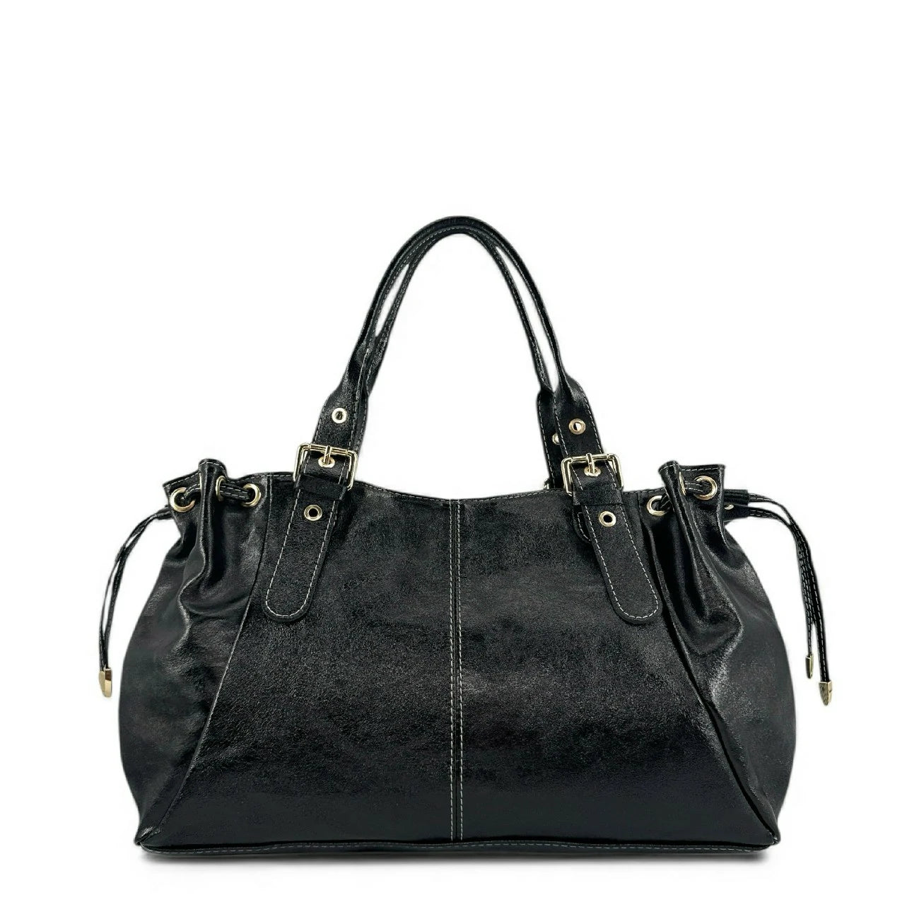 Sac bowling en cuir métallisé PRINCESSE XL Noir irisé