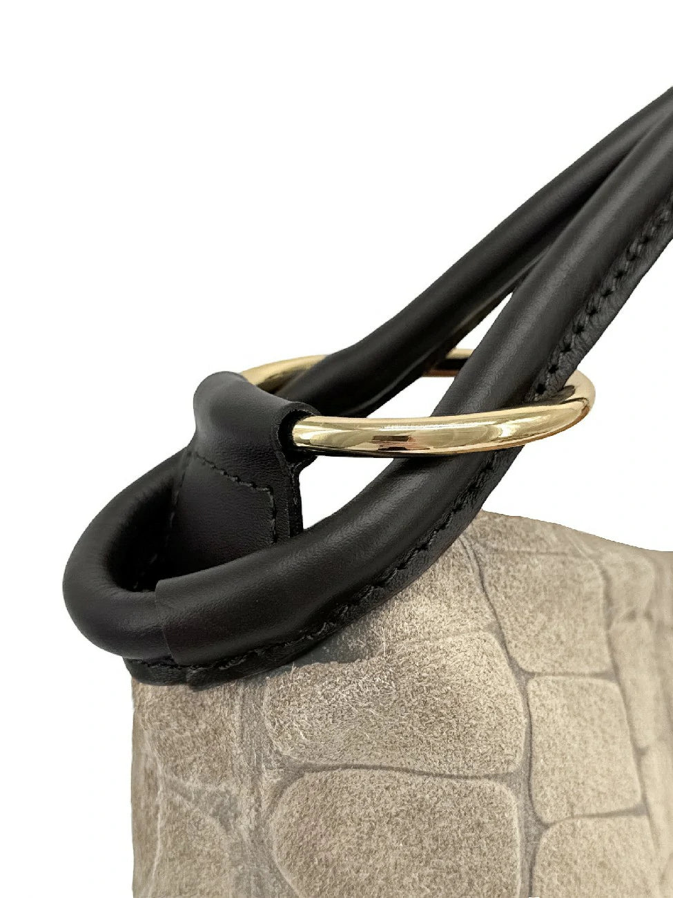 Tasche aus Wildleder mit geprägter Kroko-Optik MAXINE Cremebeige