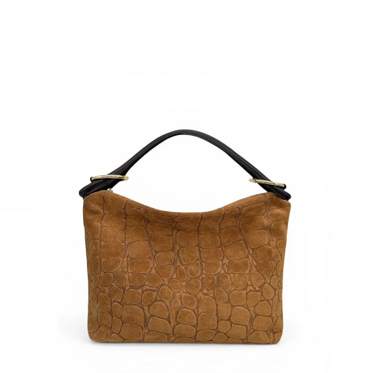 Sac pochette en daim embossé crocodile MAXINE Marron camel foncé
