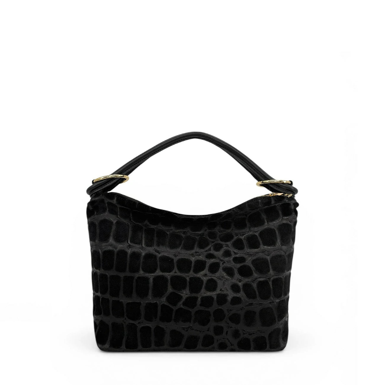 Sac pochette en daim embossé crocodile MAXINE Noir