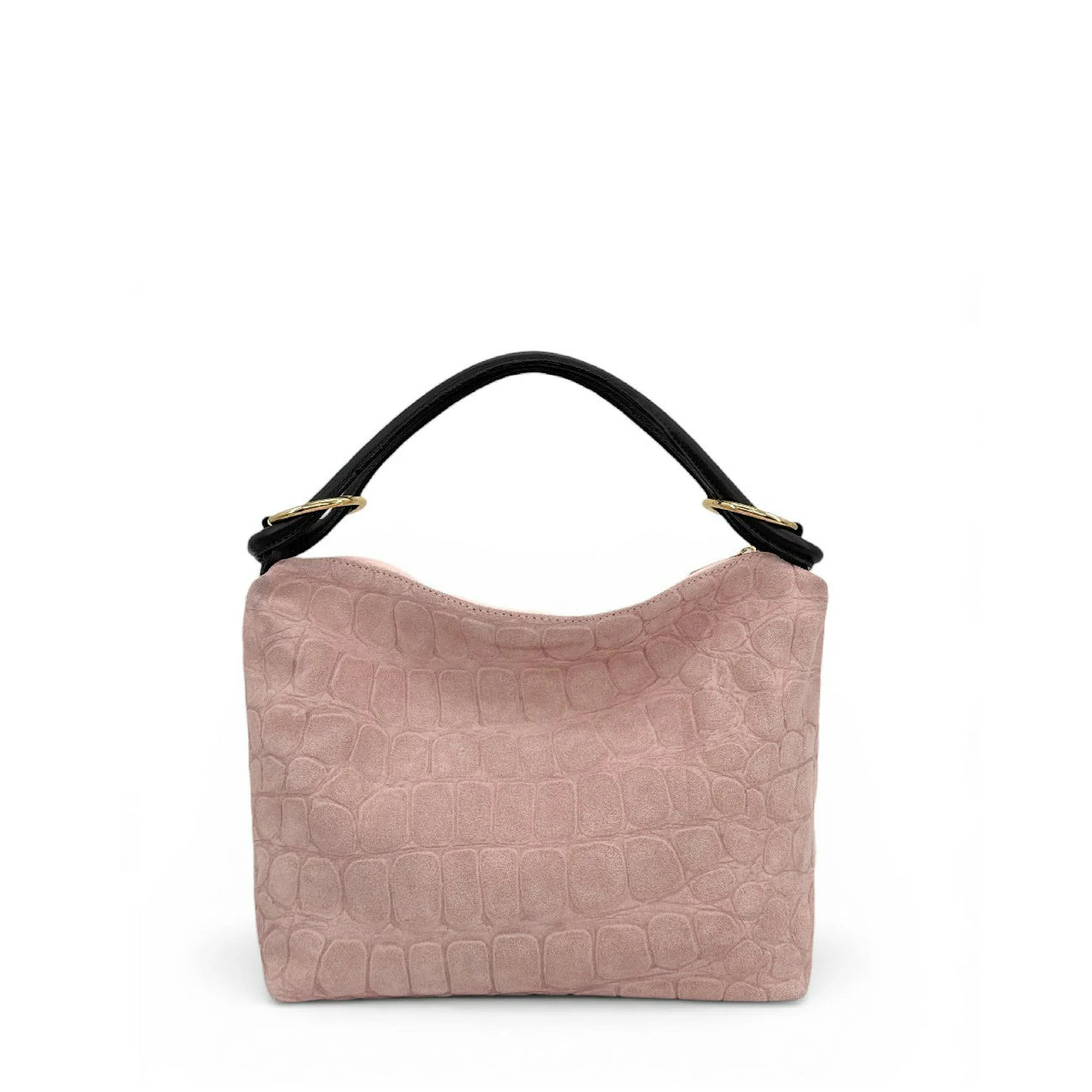 Sac pochette en daim embossé crocodile MAXINE Rose nude