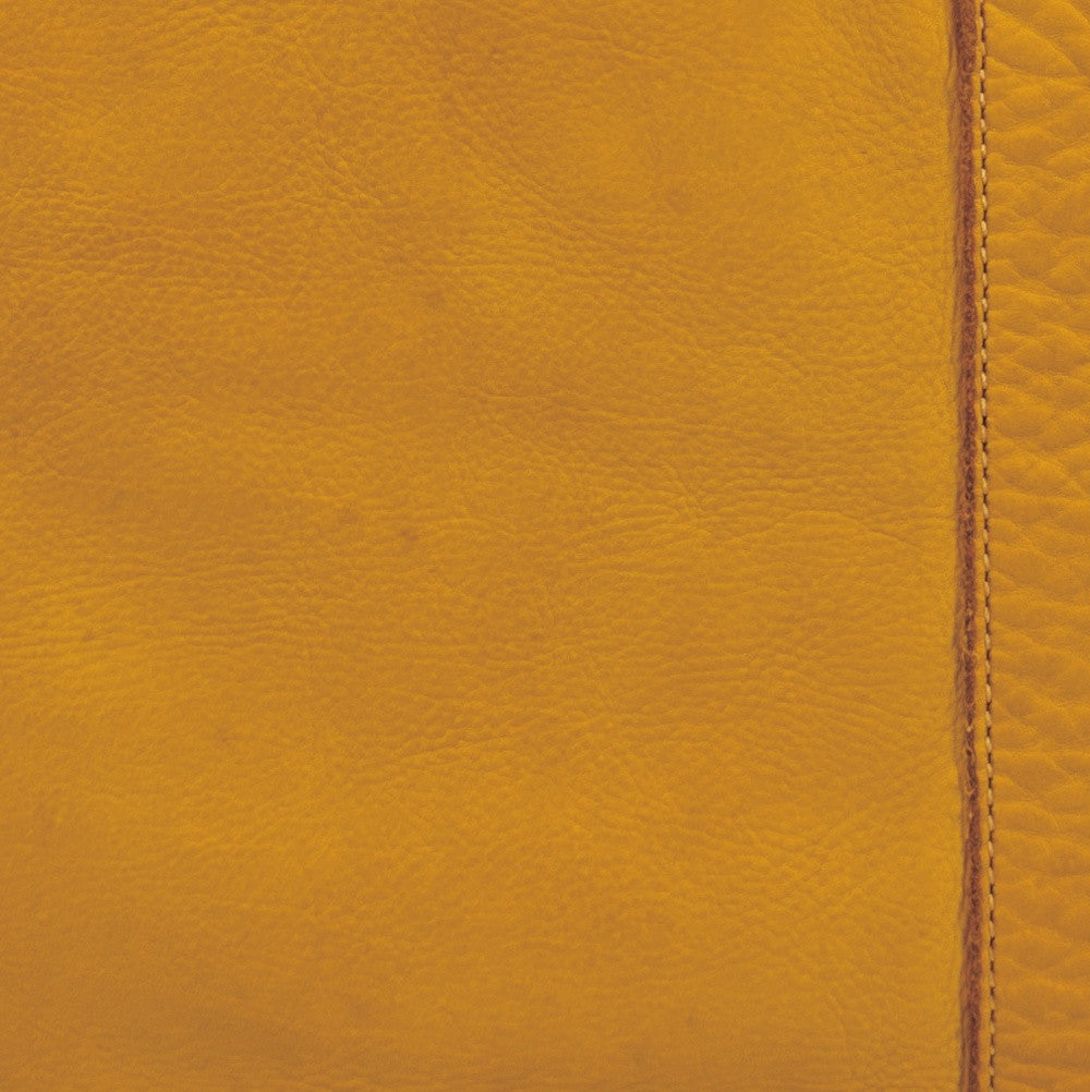 Grand sac porté épaule en cuir souple tannage végétal STORM XL HURRICAN Jaune Moutarde