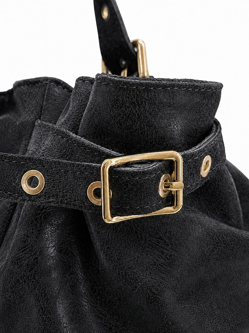 NEW PRINCESS XL brushed leather bowling bag, Black