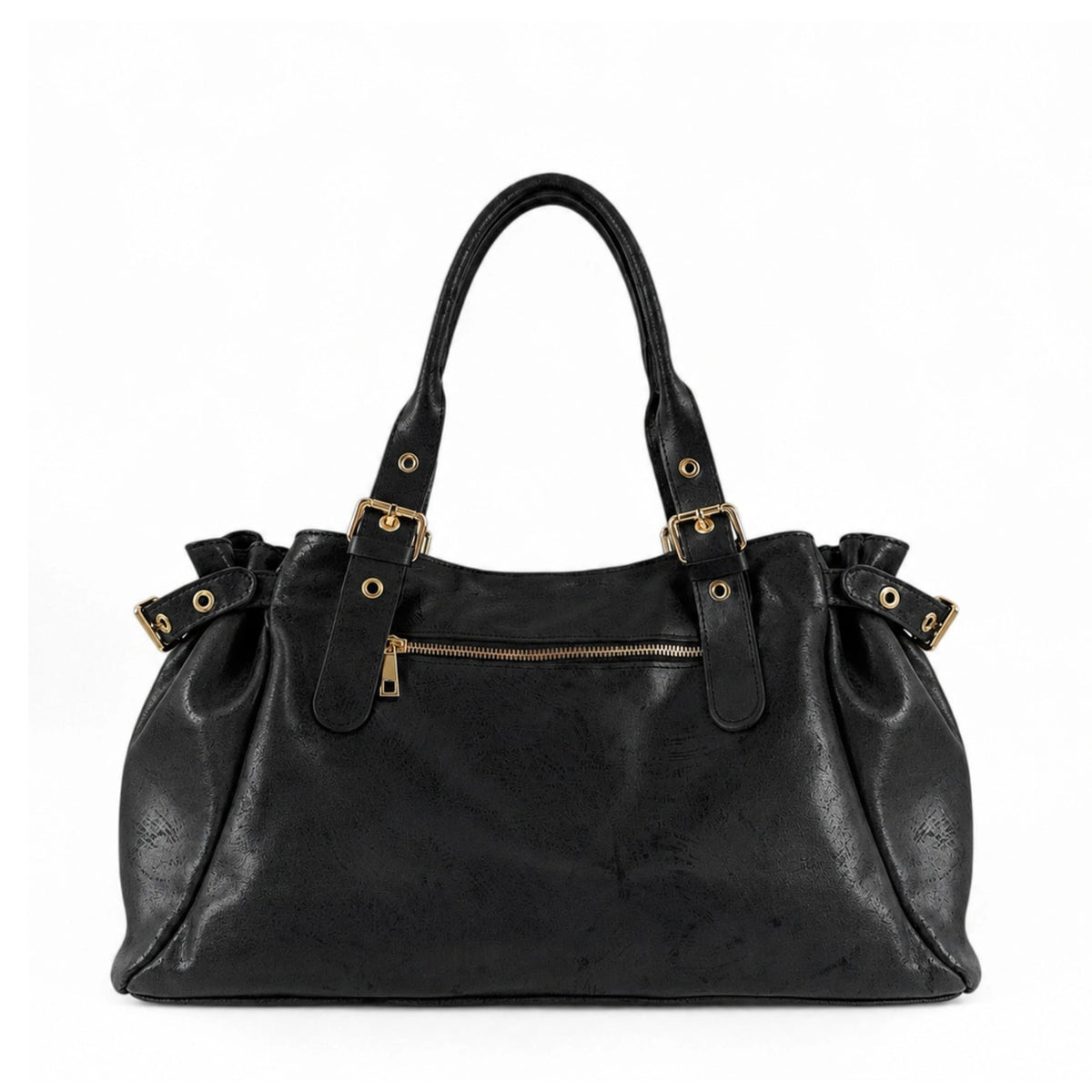 NEW PRINCESS XL brushed leather bowling bag, Black