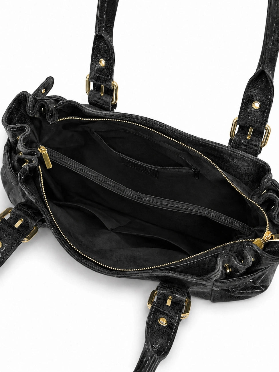 NEW PRINCESS XL brushed leather bowling bag, Black