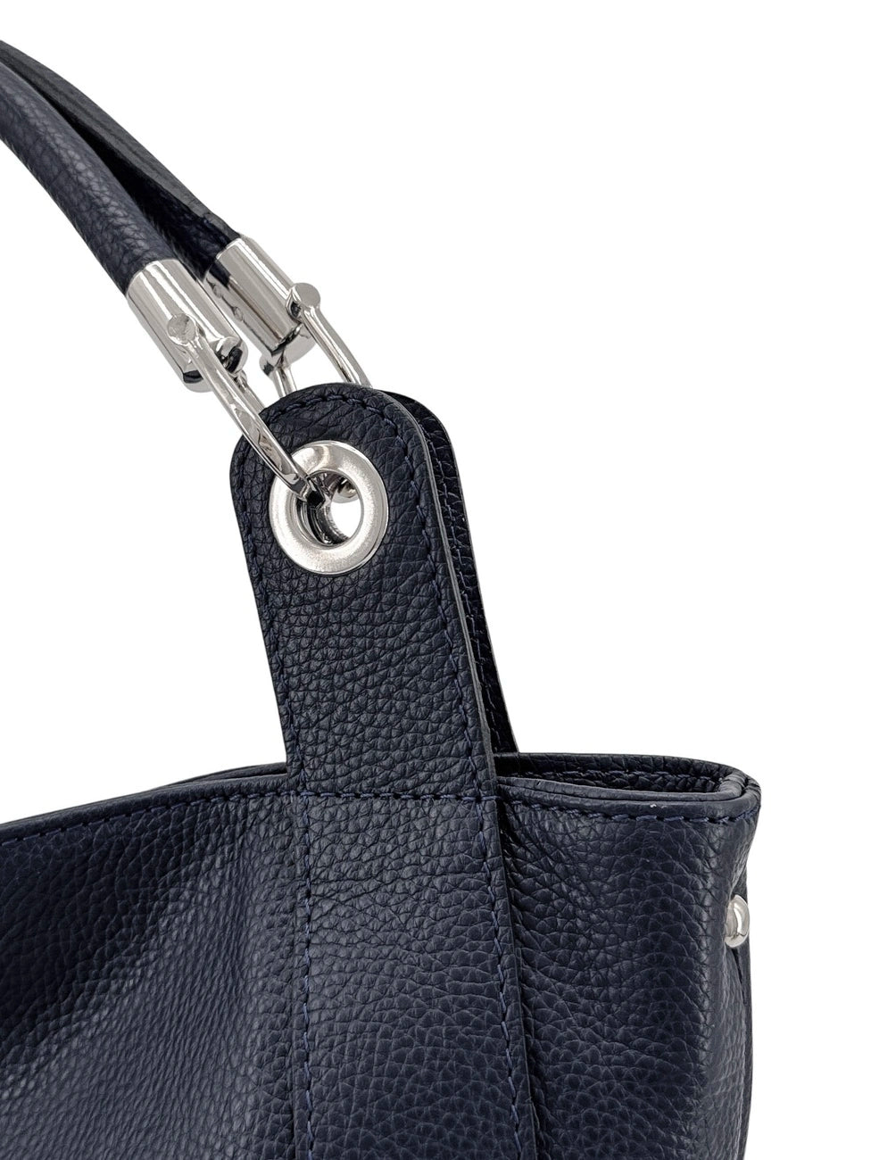 Große Tasche aus genarbtem Leder PARIS Marineblau