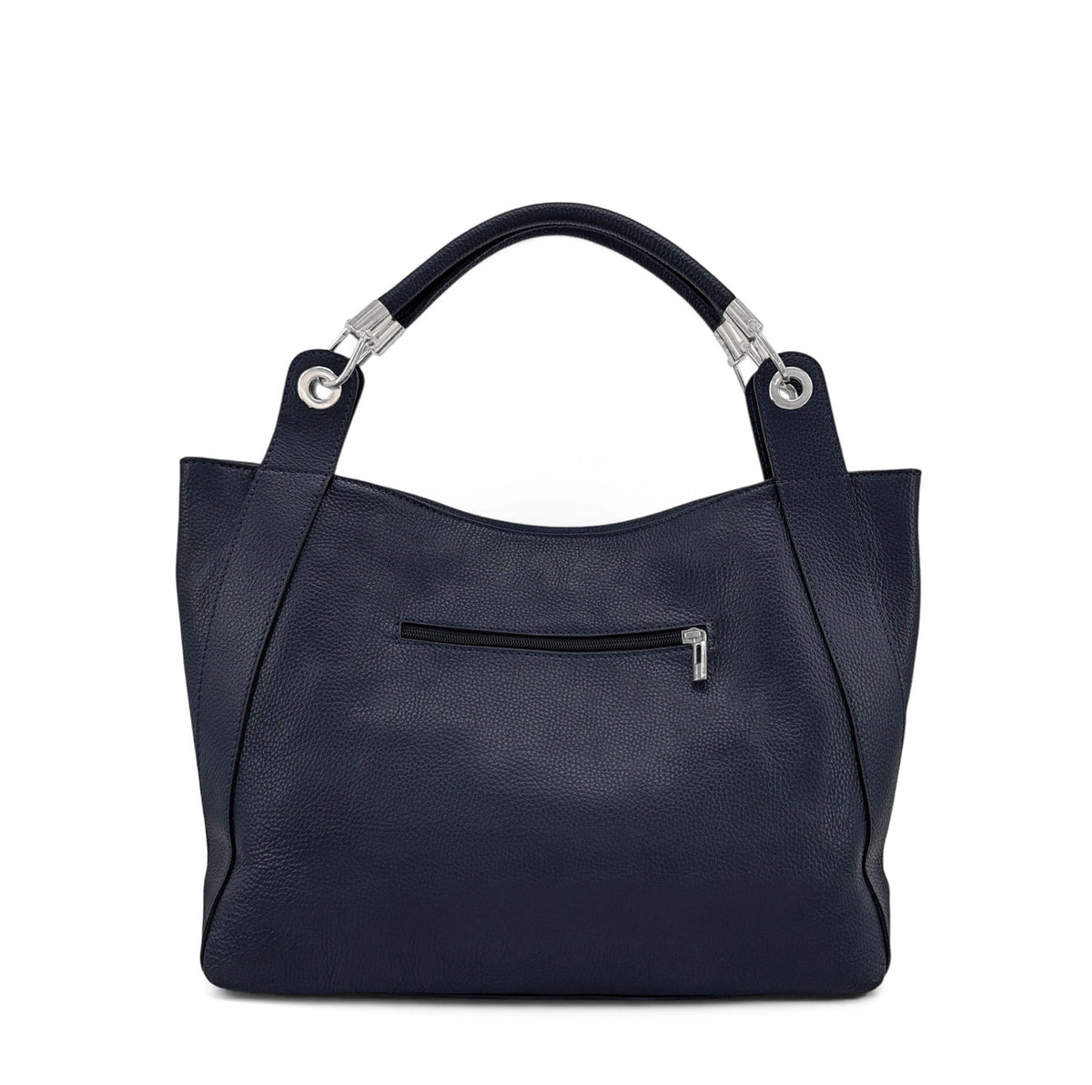 Große Tasche aus genarbtem Leder PARIS Marineblau