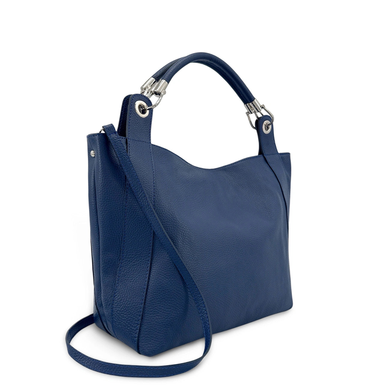 Grand sac en cuir grainé PARIS Bleu
