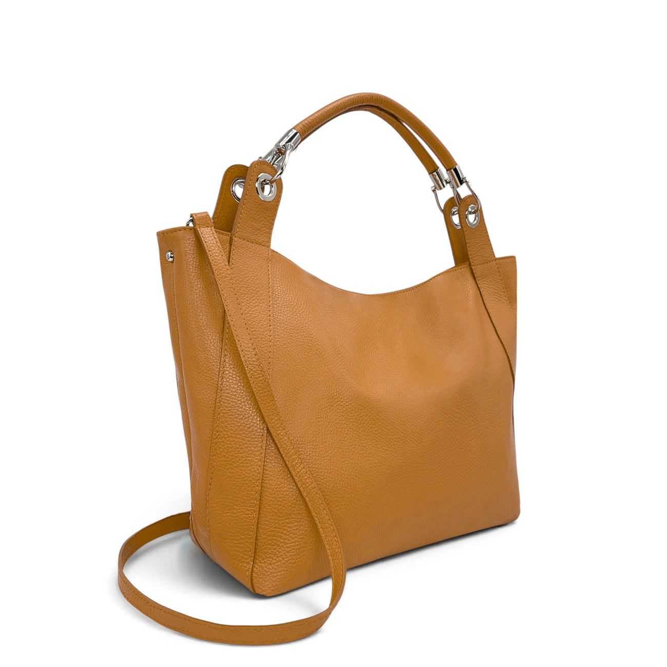 Grand sac en cuir grainé PARIS Marron camel clair