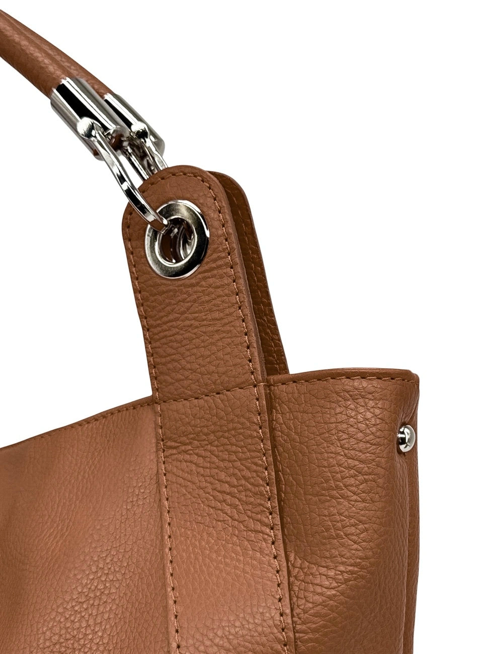 Bolso grande de piel granulada PARIS Marrón coñac oscuro