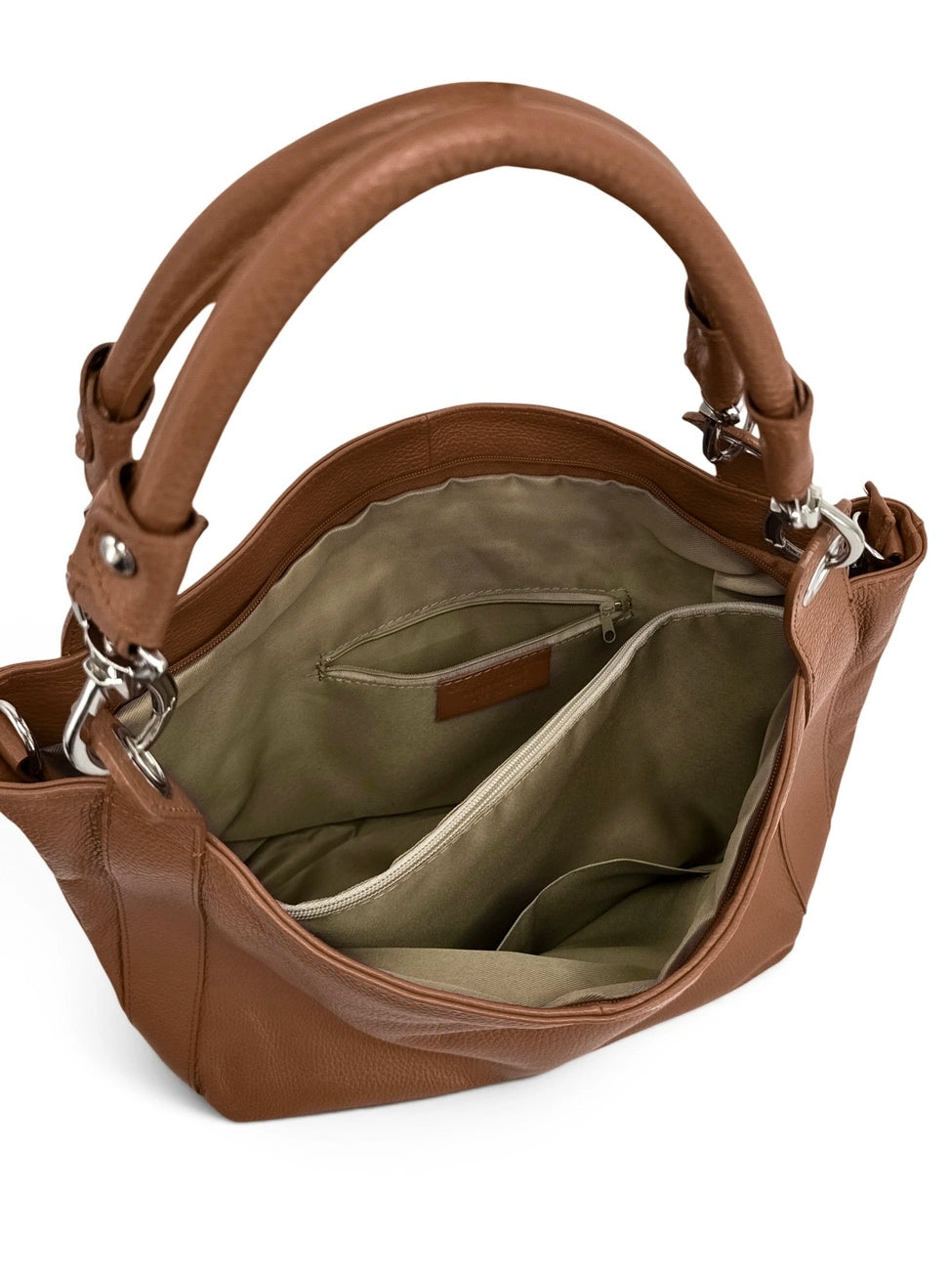Bolso grande de piel granulada PARIS Marrón coñac oscuro