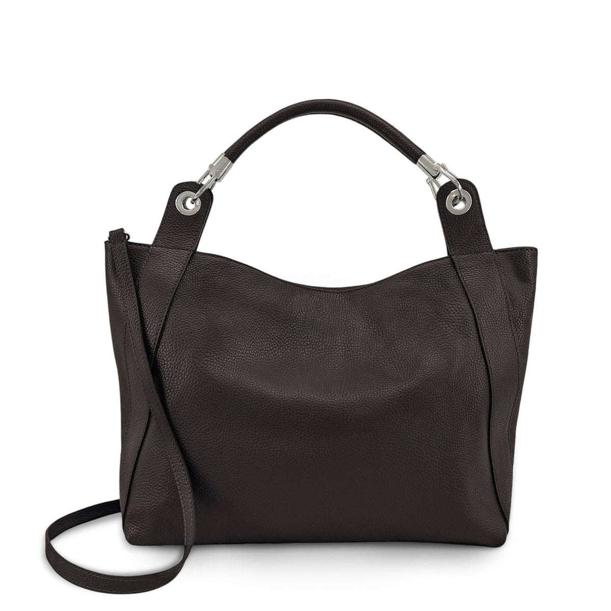 Bolso grande de piel granulada PARIS Marrón chocolate
