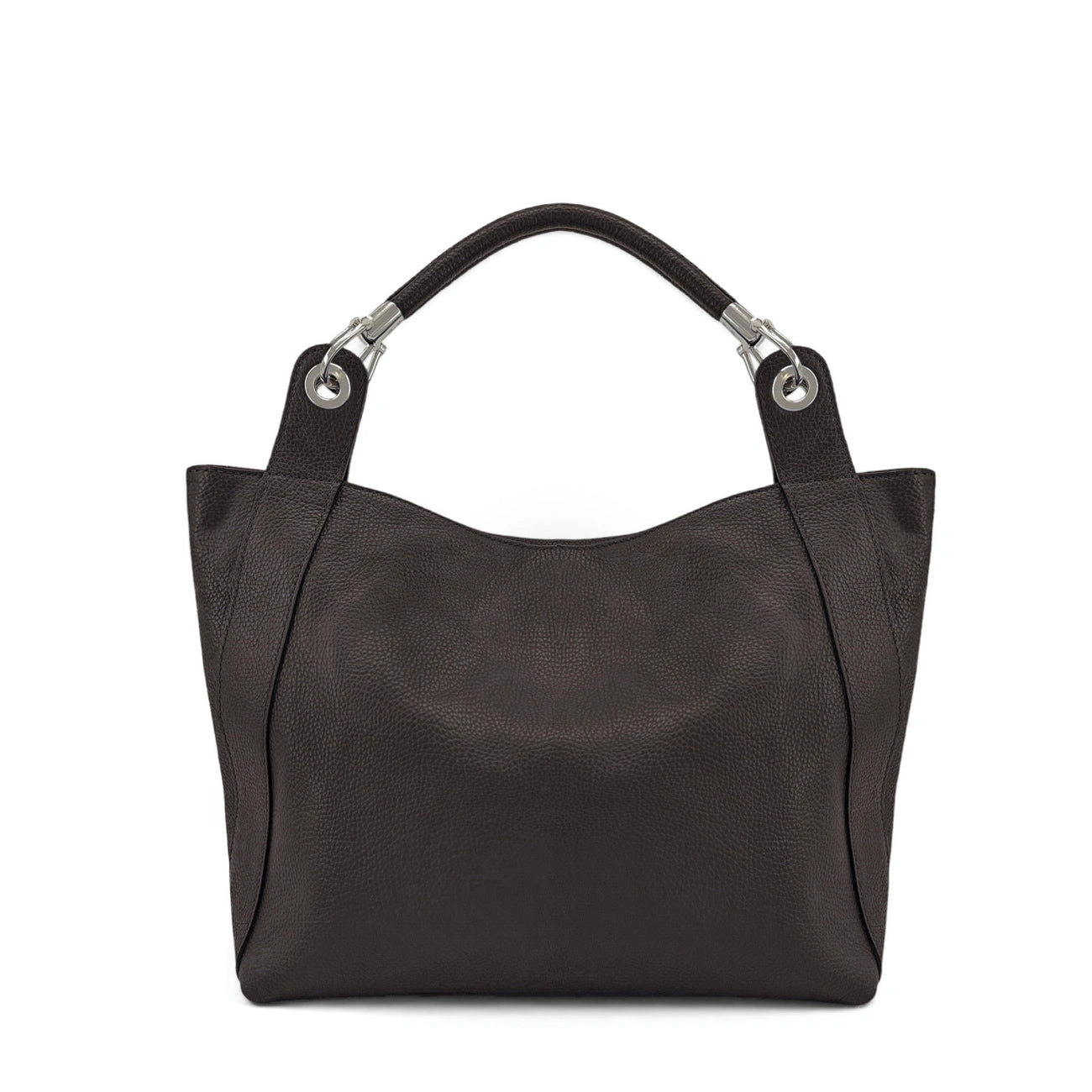 Grand sac en cuir grainé PARIS Marron chocolat