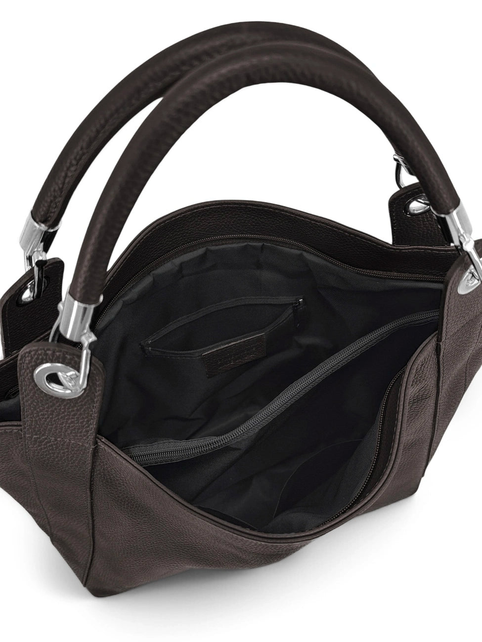 Bolso grande de piel granulada PARIS Marrón chocolate