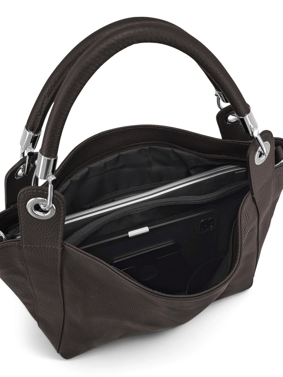 Bolso grande de piel granulada PARIS Marrón chocolate
