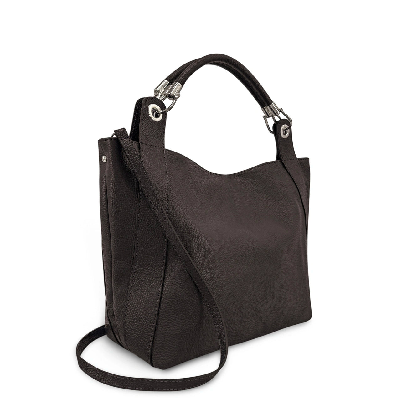 Grand sac en cuir grainé PARIS Marron chocolat
