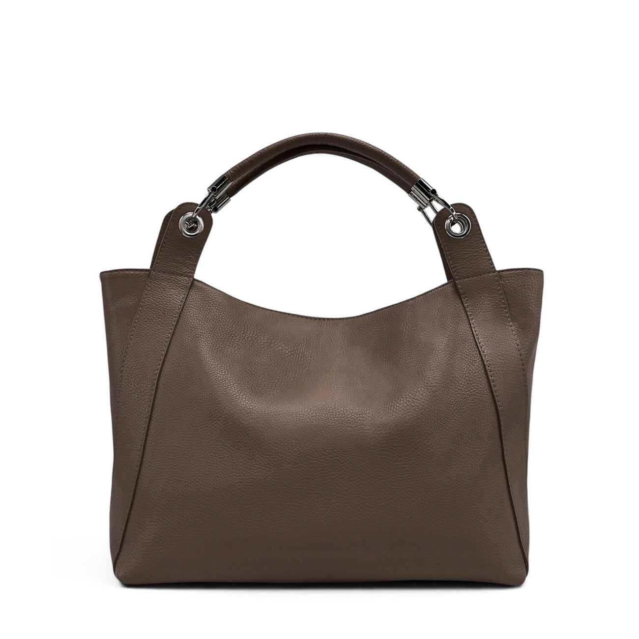 Bolso de mano en piel granulada GIANNI Gris claro