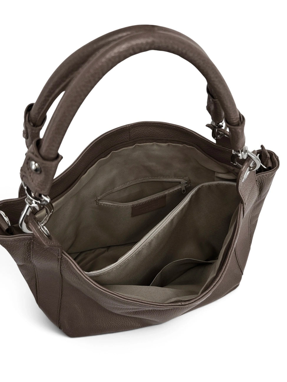 Borsa grande in pelle martellata PARIS Marrone moka