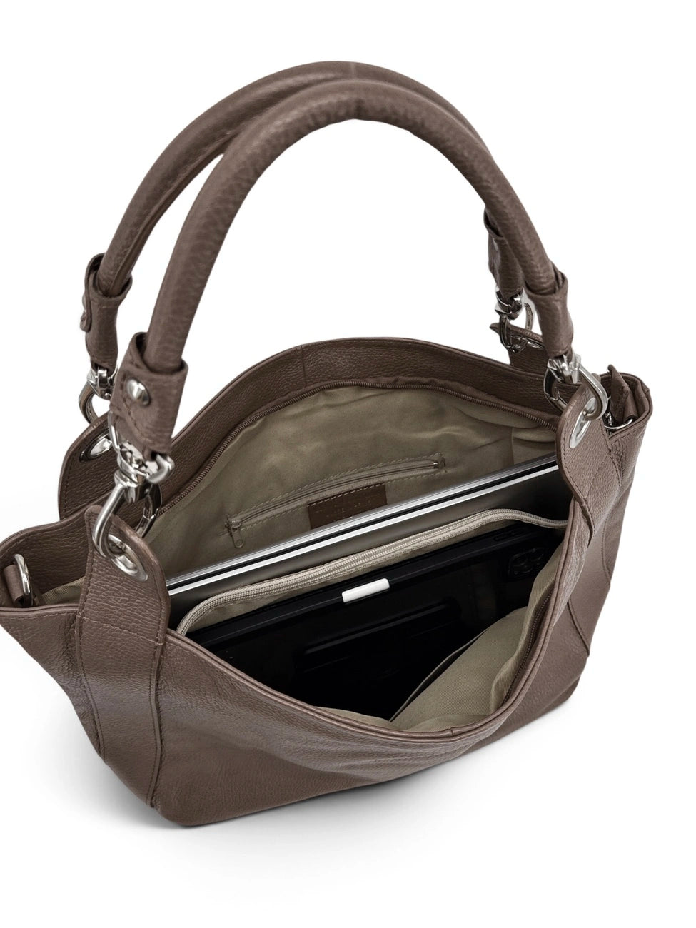 Borsa grande in pelle martellata PARIS Marrone moka