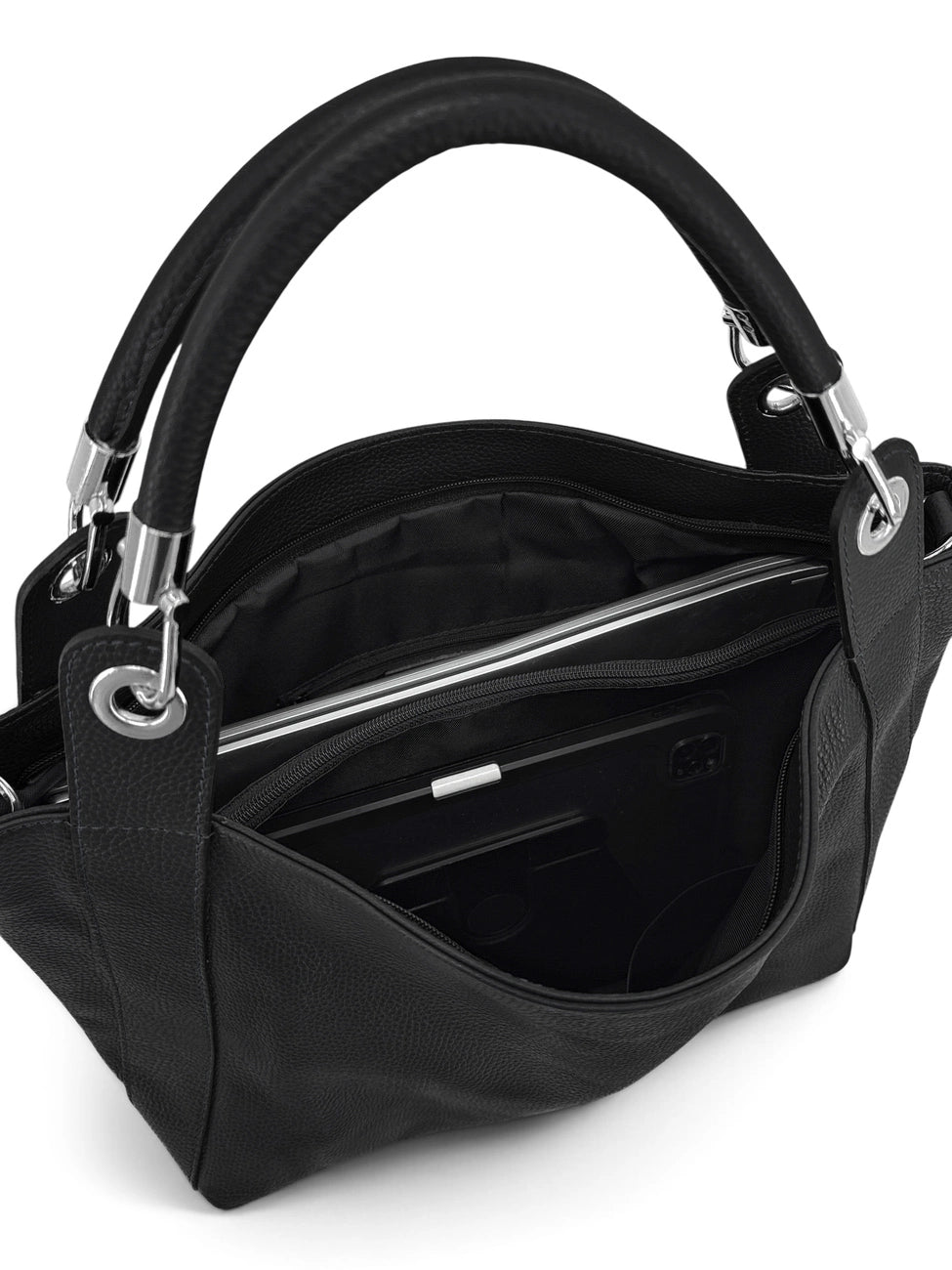 Grande borsa in pelle martellata PARIS Nero