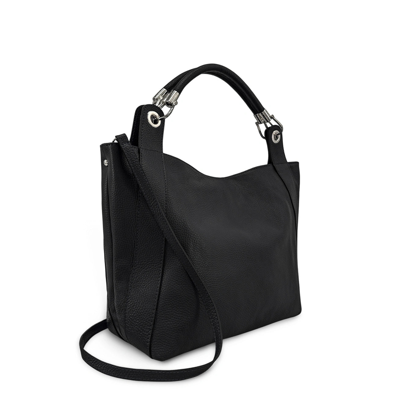 Grand sac en cuir grainé PARIS Noir