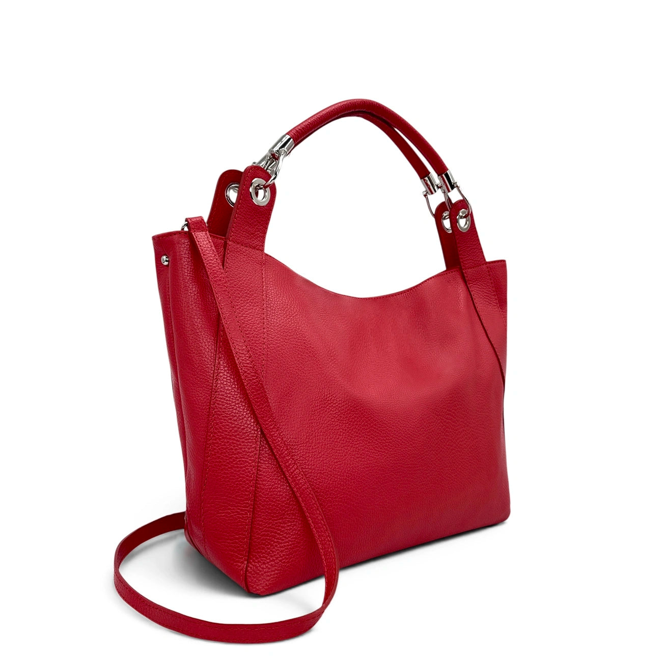 Grand sac en cuir grainé PARIS Rouge garance