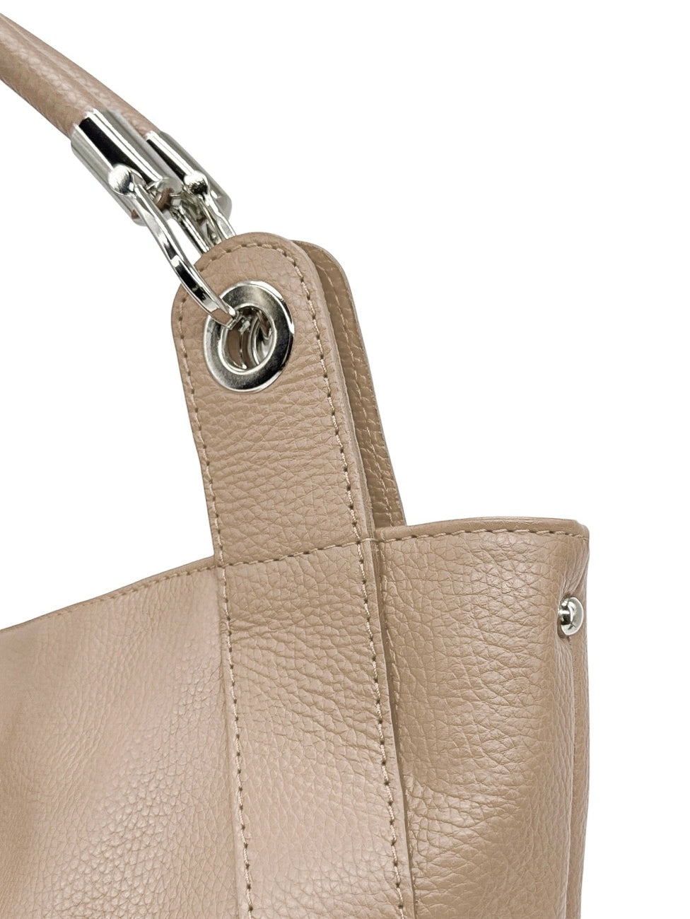 Bolso grande de piel granulada PARIS Topo claro