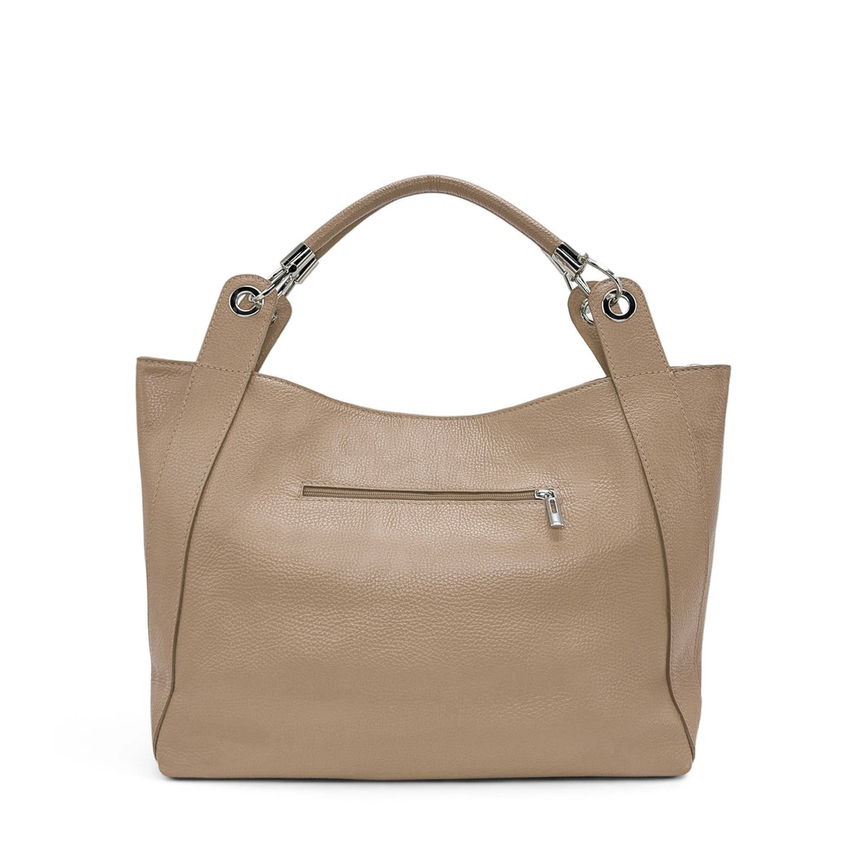 Bolso grande de piel granulada PARIS Topo claro