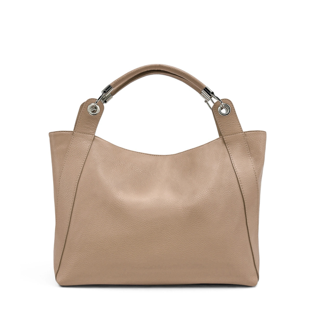 Borsa cabas in pelle a grana PARIS Mole chiara