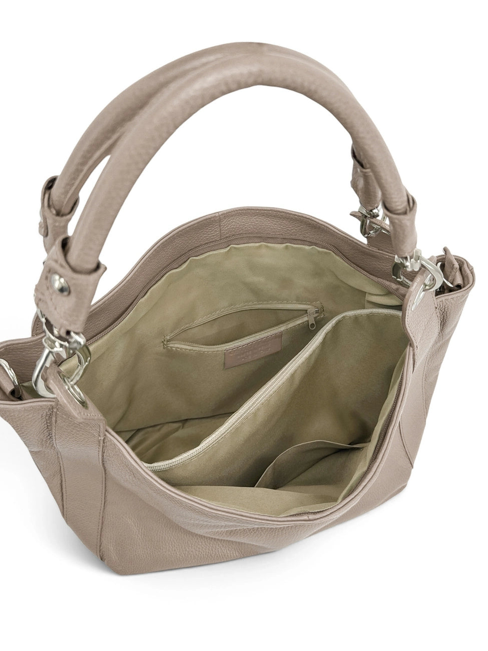Bolso grande de piel granulada PARIS Topo claro