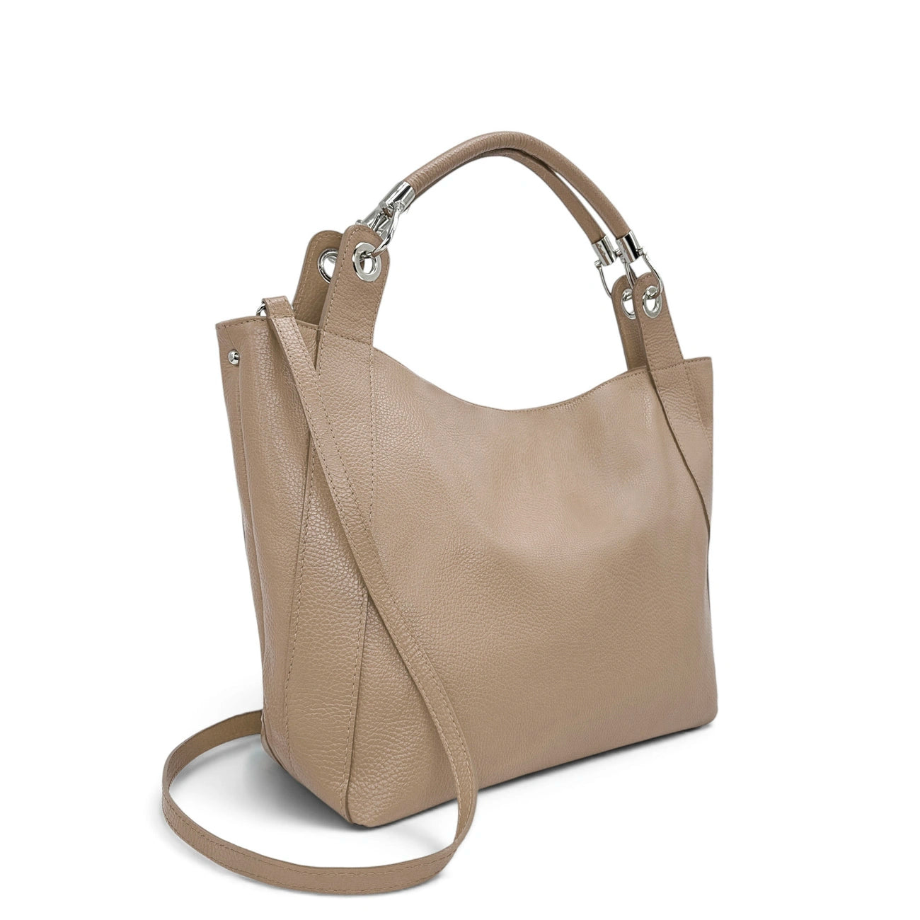 Borsa cabas in pelle a grana PARIS Mole chiara