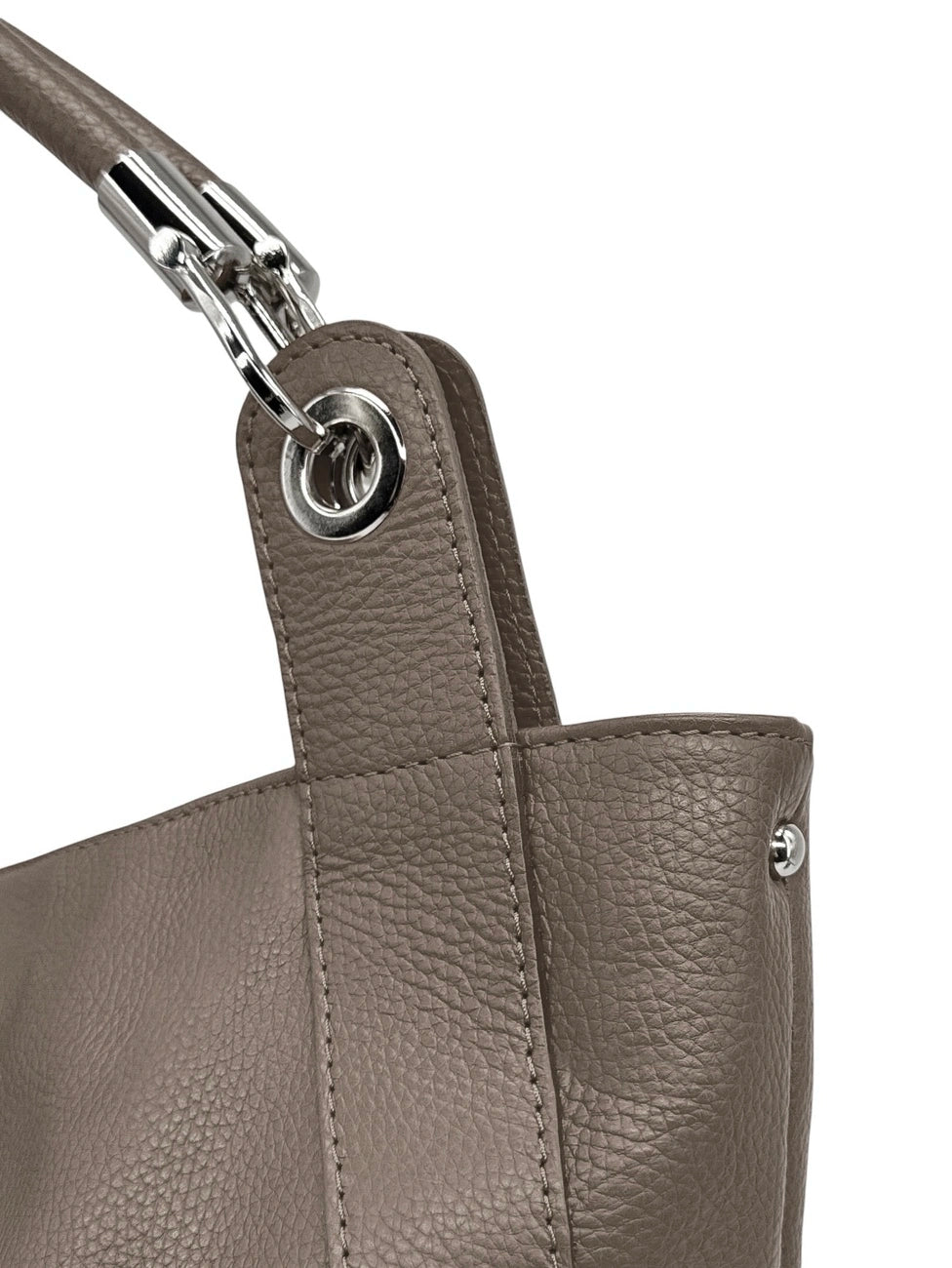 Bolso grande de piel granulada PARIS Topo oscuro