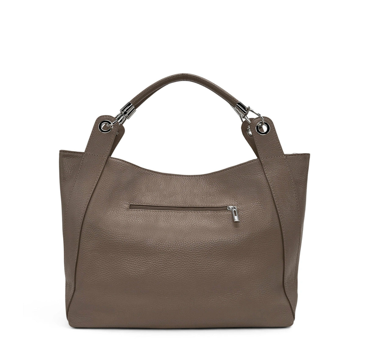 Bolso grande de piel granulada PARIS Topo oscuro