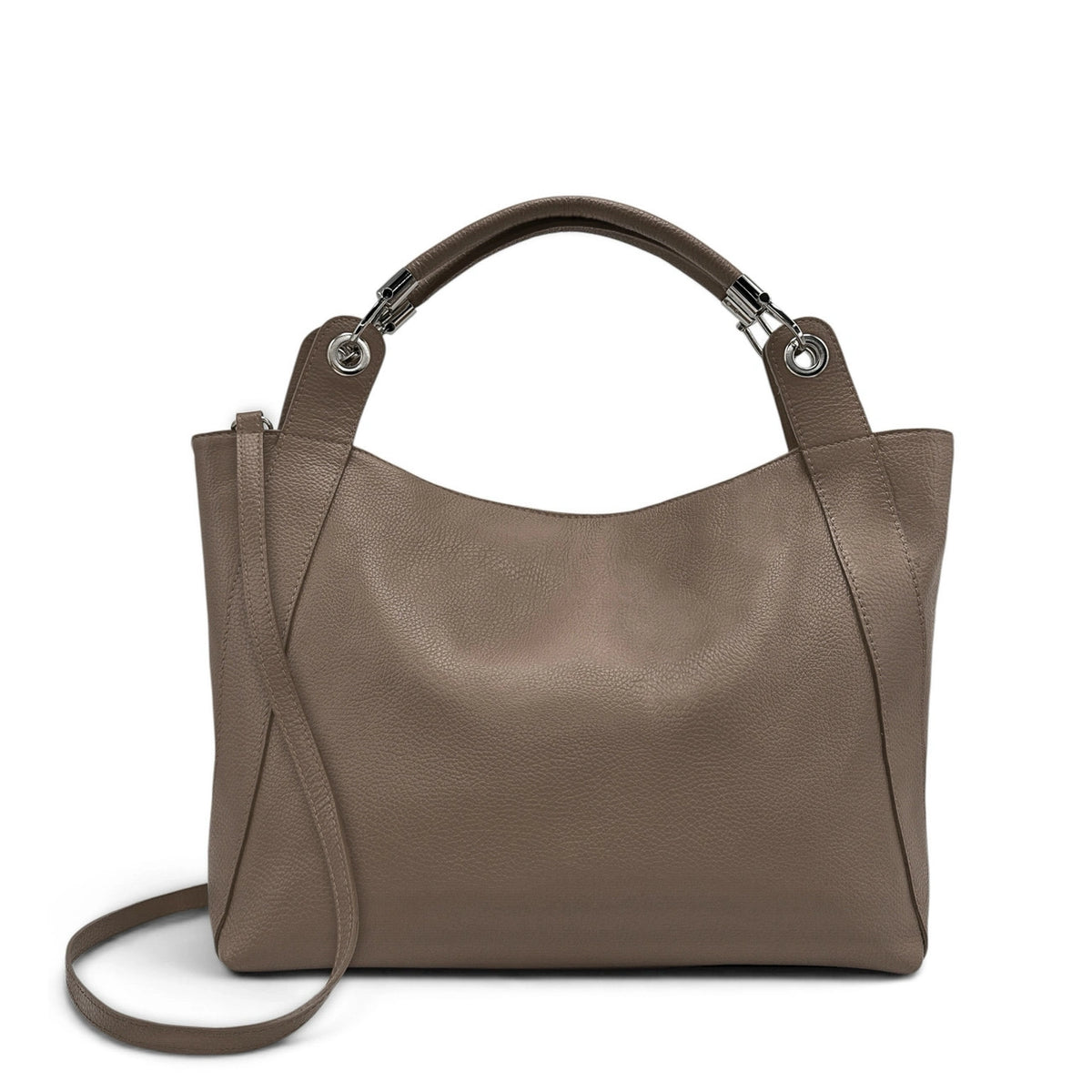 Bolso grande de piel granulada PARIS Topo oscuro