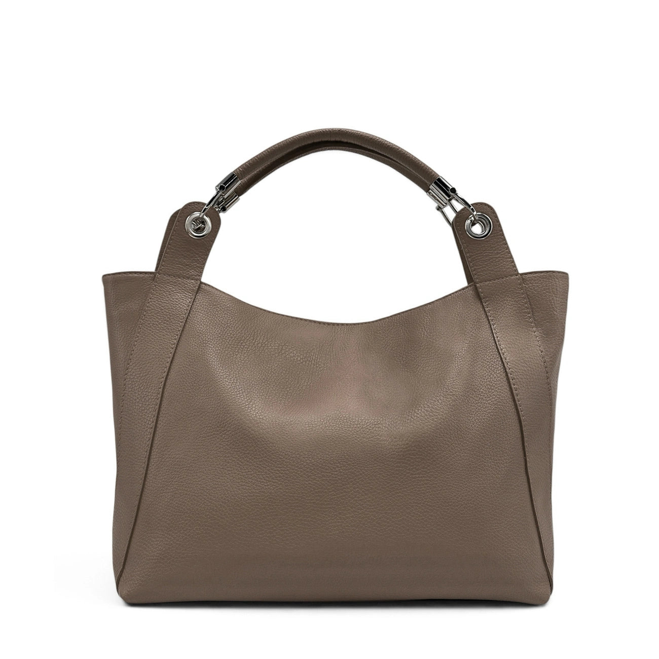 Grand sac en cuir grainé PARIS Taupe foncé