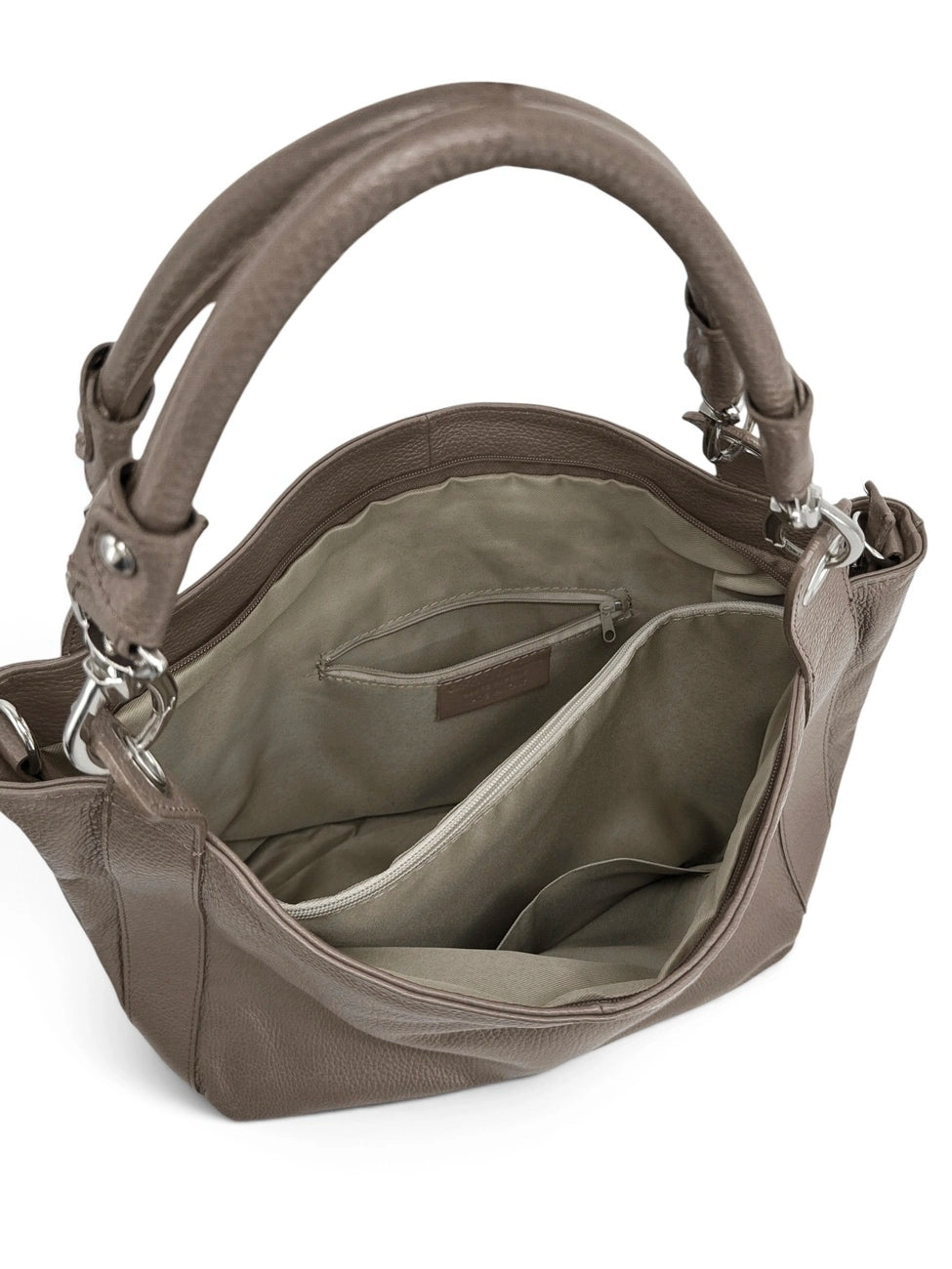 Bolso grande de piel granulada PARIS Topo oscuro