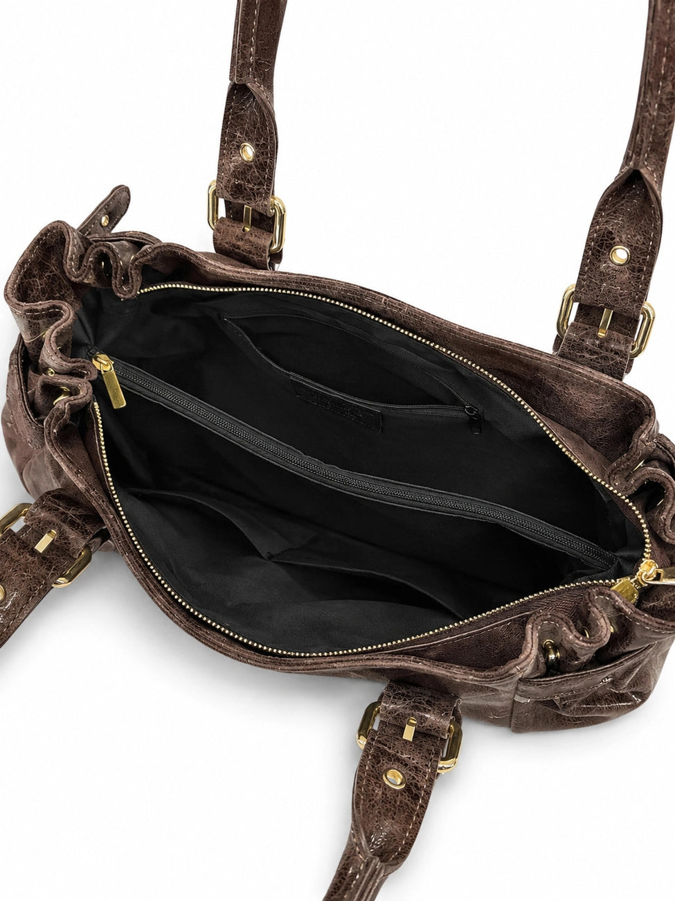 Borsa bowling in pelle spazzolata NEW PRINCESS XL Marrone cioccolato